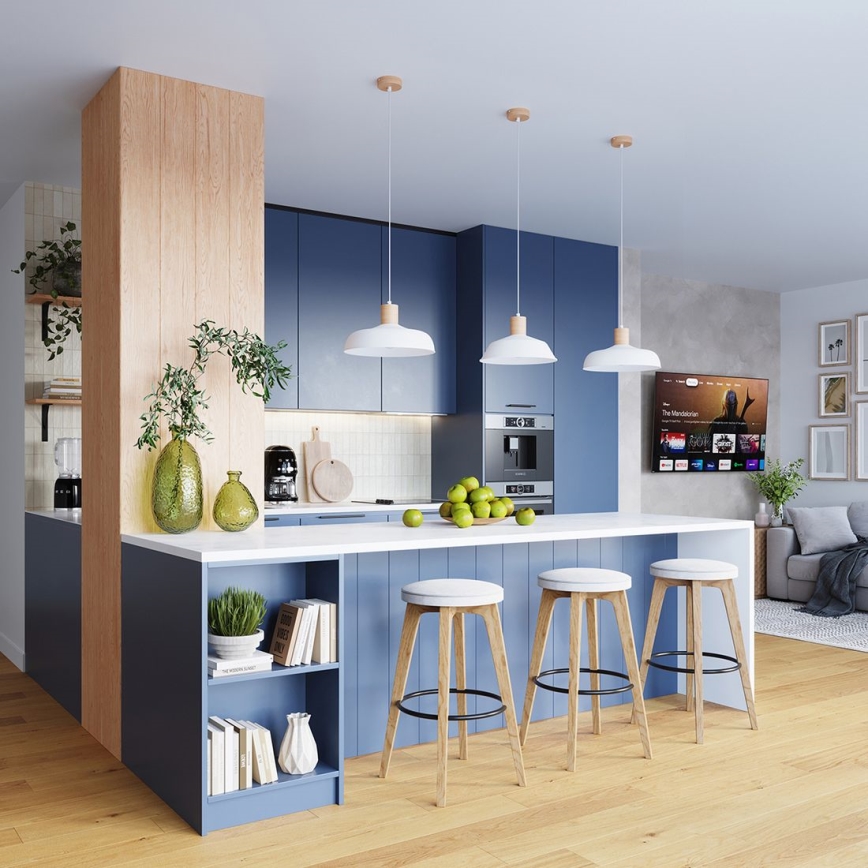 Ljuskrona med textilsladd INDY 1xE27/15W/230V diameter 38 cm vit
