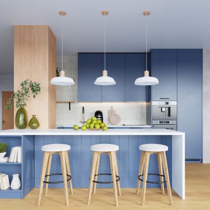 Ljuskrona med textilsladd INDY 1xE27/15W/230V diameter 38 cm vit