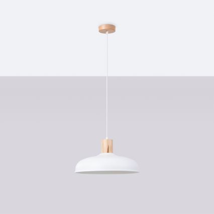 Ljuskrona med textilsladd INDY 1xE27/15W/230V diameter 38 cm vit
