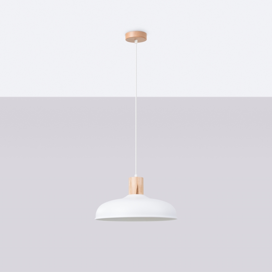 Ljuskrona med textilsladd INDY 1xE27/15W/230V diameter 38 cm vit