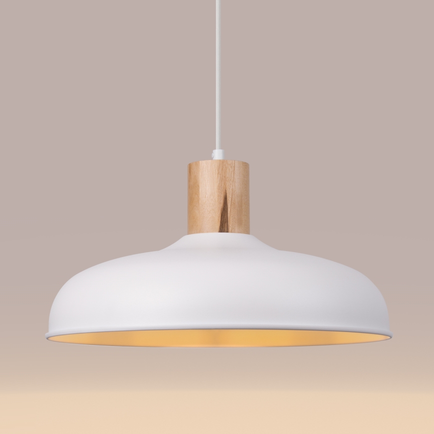 Ljuskrona med textilsladd INDY 1xE27/15W/230V diameter 38 cm vit