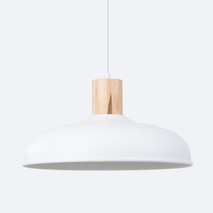 Ljuskrona med textilsladd INDY 1xE27/15W/230V diameter 38 cm vit