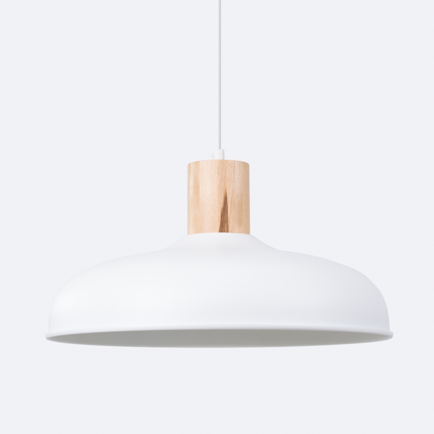 Ljuskrona med textilsladd INDY 1xE27/15W/230V diameter 38 cm vit