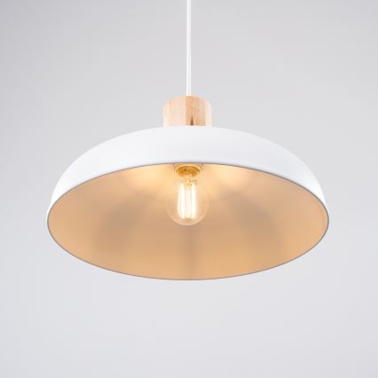 Ljuskrona med textilsladd INDY 1xE27/15W/230V diameter 38 cm vit