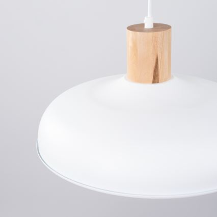 Ljuskrona med textilsladd INDY 1xE27/15W/230V diameter 38 cm vit