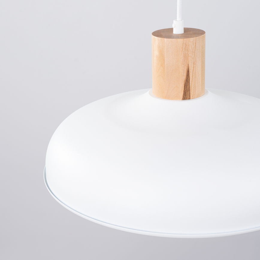 Ljuskrona med textilsladd INDY 1xE27/15W/230V diameter 38 cm vit