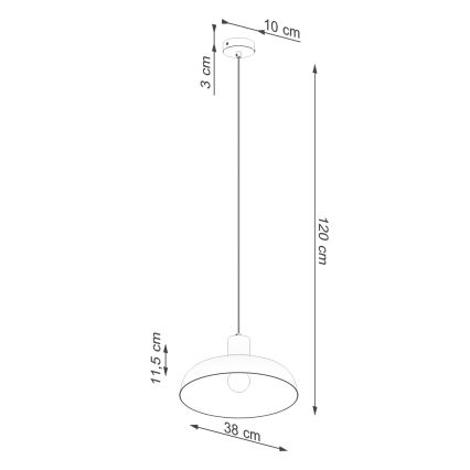 Ljuskrona med textilsladd INDY 1xE27/15W/230V diameter 38 cm vit