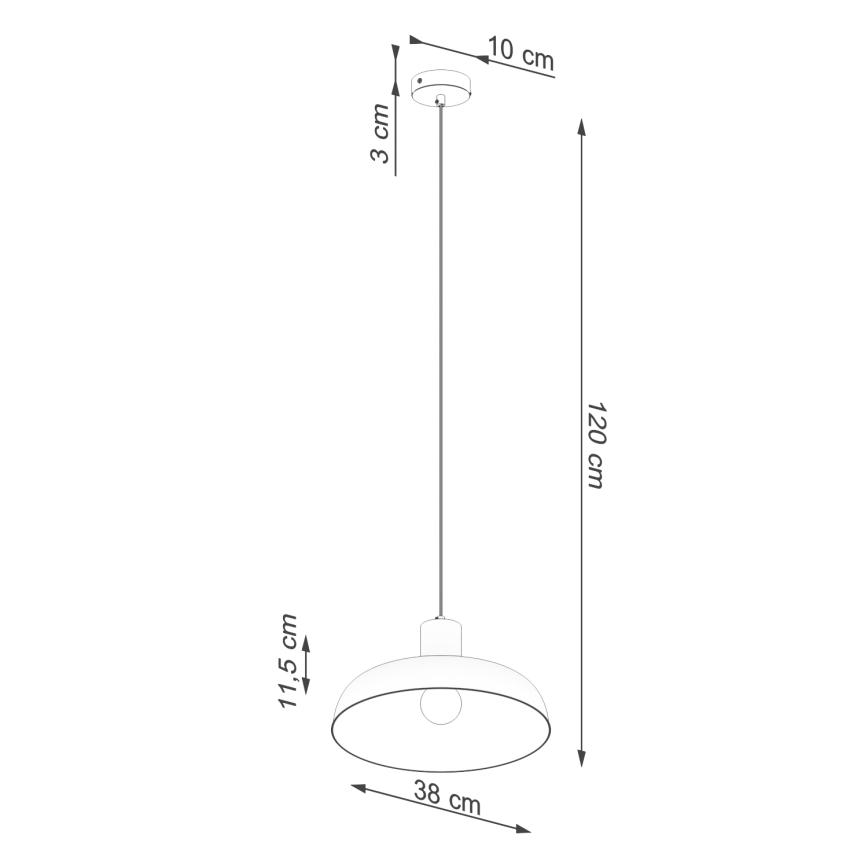 Ljuskrona med textilsladd INDY 1xE27/15W/230V diameter 38 cm vit
