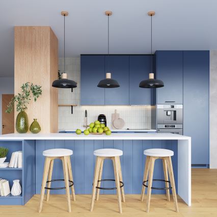 Ljuskrona med textilsladd INDY 1xE27/15W/230V diameter 38 cm svart