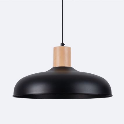 Ljuskrona med textilsladd INDY 1xE27/15W/230V diameter 38 cm svart