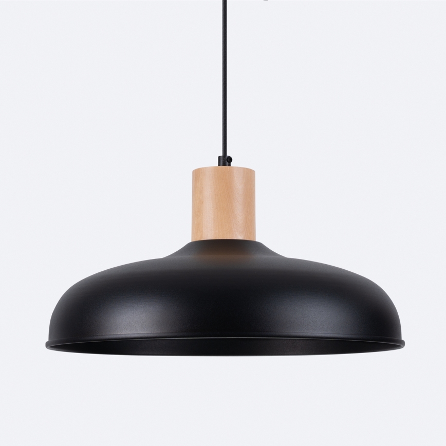 Ljuskrona med textilsladd INDY 1xE27/15W/230V diameter 38 cm svart