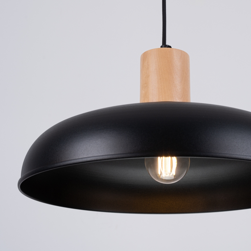 Ljuskrona med textilsladd INDY 1xE27/15W/230V diameter 38 cm svart