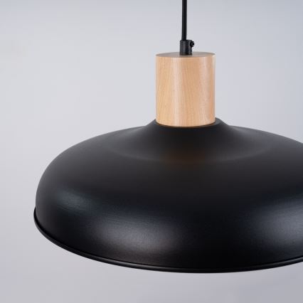 Ljuskrona med textilsladd INDY 1xE27/15W/230V diameter 38 cm svart