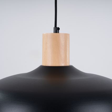 Ljuskrona med textilsladd INDY 1xE27/15W/230V diameter 38 cm svart