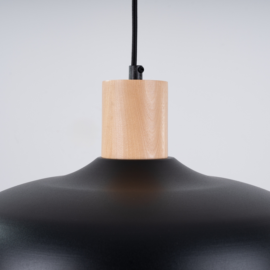 Ljuskrona med textilsladd INDY 1xE27/15W/230V diameter 38 cm svart