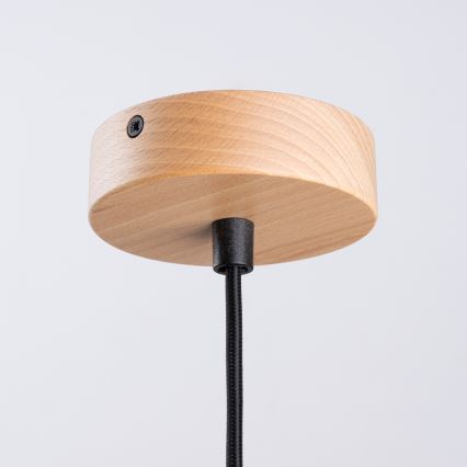 Ljuskrona med textilsladd INDY 1xE27/15W/230V diameter 38 cm svart