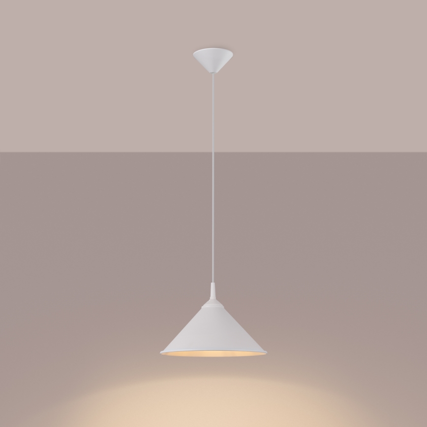 Ljuskrona med textilsladd ZUMA 1xE27/15W/230V diameter 30 cm vit