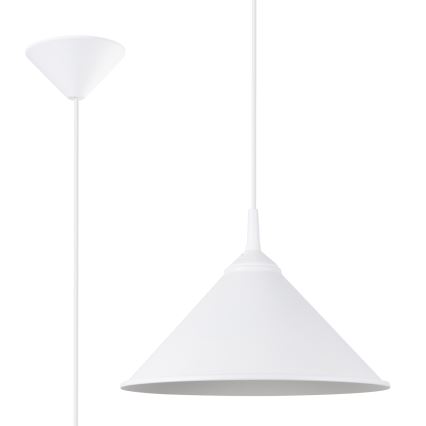 Ljuskrona med textilsladd ZUMA 1xE27/15W/230V diameter 30 cm vit