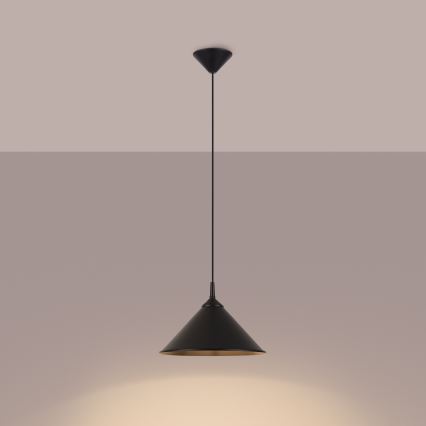 Ljuskrona med textilsladd ZUMA 1xE27/15W/230V diameter 30 cm svart