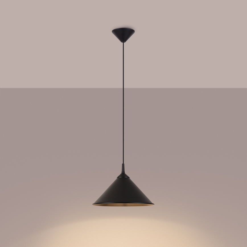Ljuskrona med textilsladd ZUMA 1xE27/15W/230V diameter 30 cm svart