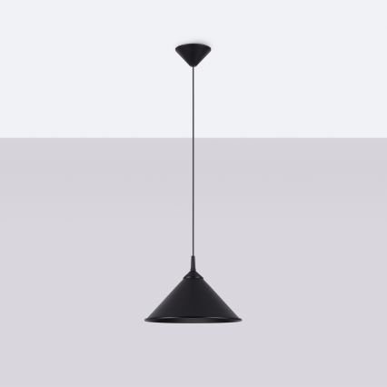 Ljuskrona med textilsladd ZUMA 1xE27/15W/230V diameter 30 cm svart
