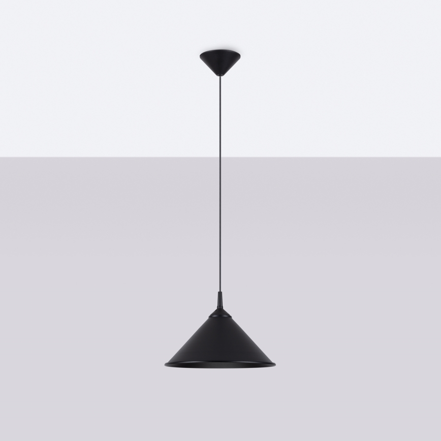 Ljuskrona med textilsladd ZUMA 1xE27/15W/230V diameter 30 cm svart