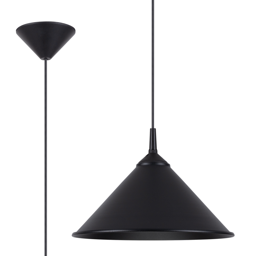 Ljuskrona med textilsladd ZUMA 1xE27/15W/230V diameter 30 cm svart