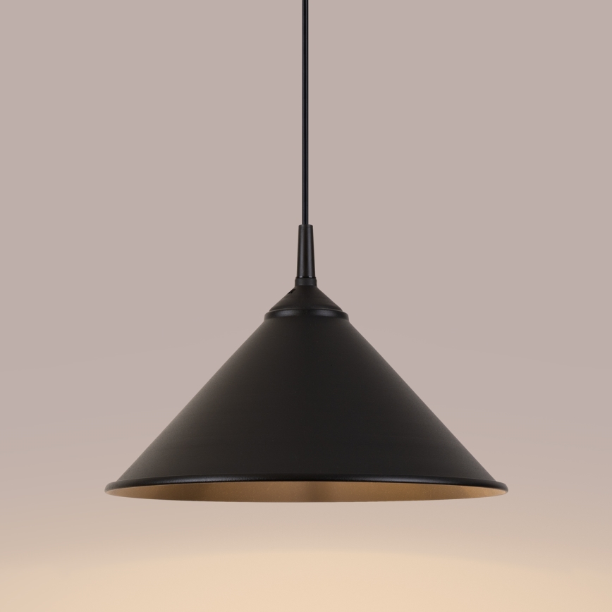 Ljuskrona med textilsladd ZUMA 1xE27/15W/230V diameter 30 cm svart