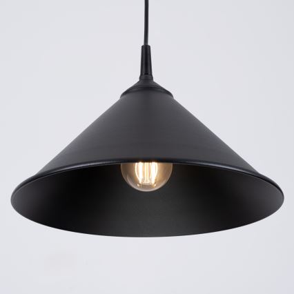 Ljuskrona med textilsladd ZUMA 1xE27/15W/230V diameter 30 cm svart