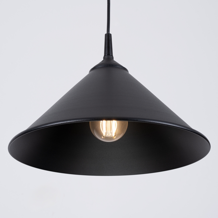 Ljuskrona med textilsladd ZUMA 1xE27/15W/230V diameter 30 cm svart