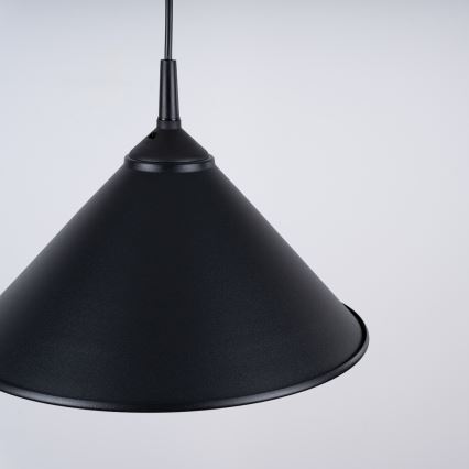 Ljuskrona med textilsladd ZUMA 1xE27/15W/230V diameter 30 cm svart
