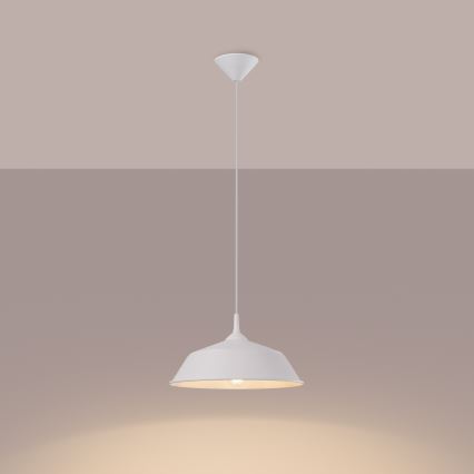Ljuskrona med textilsladd FRIKA 1xE27/15W/230V diameter 34 cm vit