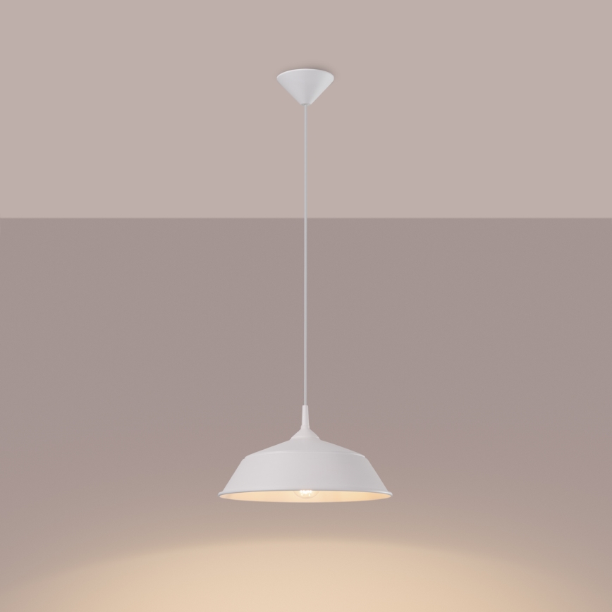 Ljuskrona med textilsladd FRIKA 1xE27/15W/230V diameter 34 cm vit