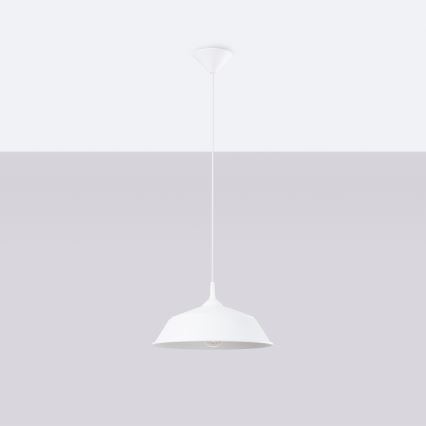 Ljuskrona med textilsladd FRIKA 1xE27/15W/230V diameter 34 cm vit