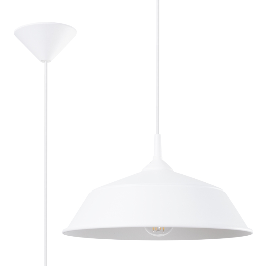 Ljuskrona med textilsladd FRIKA 1xE27/15W/230V diameter 34 cm vit