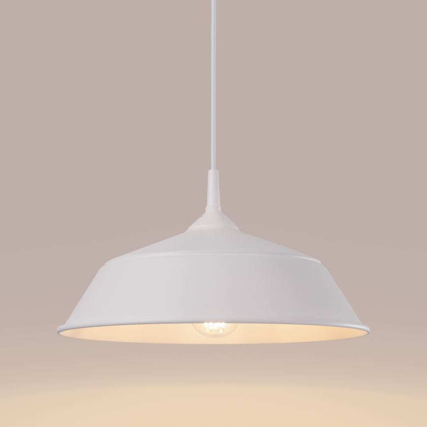 Ljuskrona med textilsladd FRIKA 1xE27/15W/230V diameter 34 cm vit
