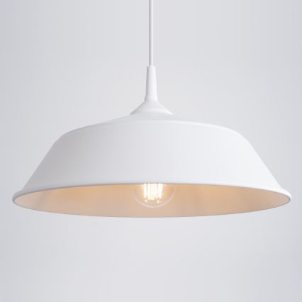 Ljuskrona med textilsladd FRIKA 1xE27/15W/230V diameter 34 cm vit