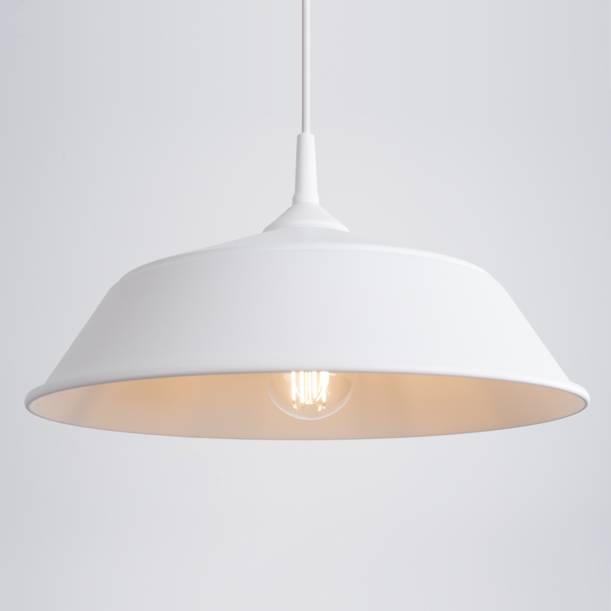 Ljuskrona med textilsladd FRIKA 1xE27/15W/230V diameter 34 cm vit