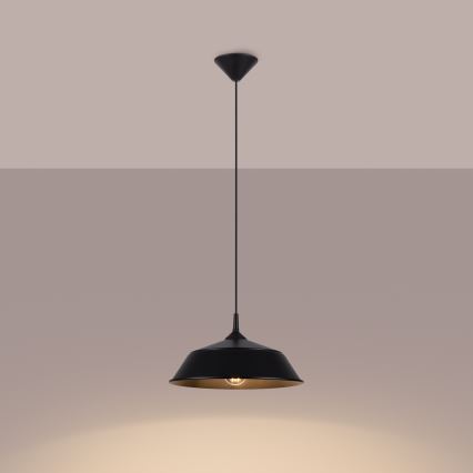 Ljuskrona med textilsladd FRIKA 1xE27/15W/230V diameter 34 cm svart