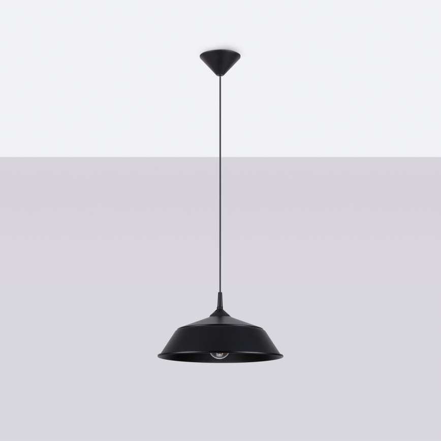 Ljuskrona med textilsladd FRIKA 1xE27/15W/230V diameter 34 cm svart