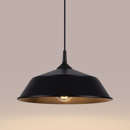 Ljuskrona med textilsladd FRIKA 1xE27/15W/230V diameter 34 cm svart