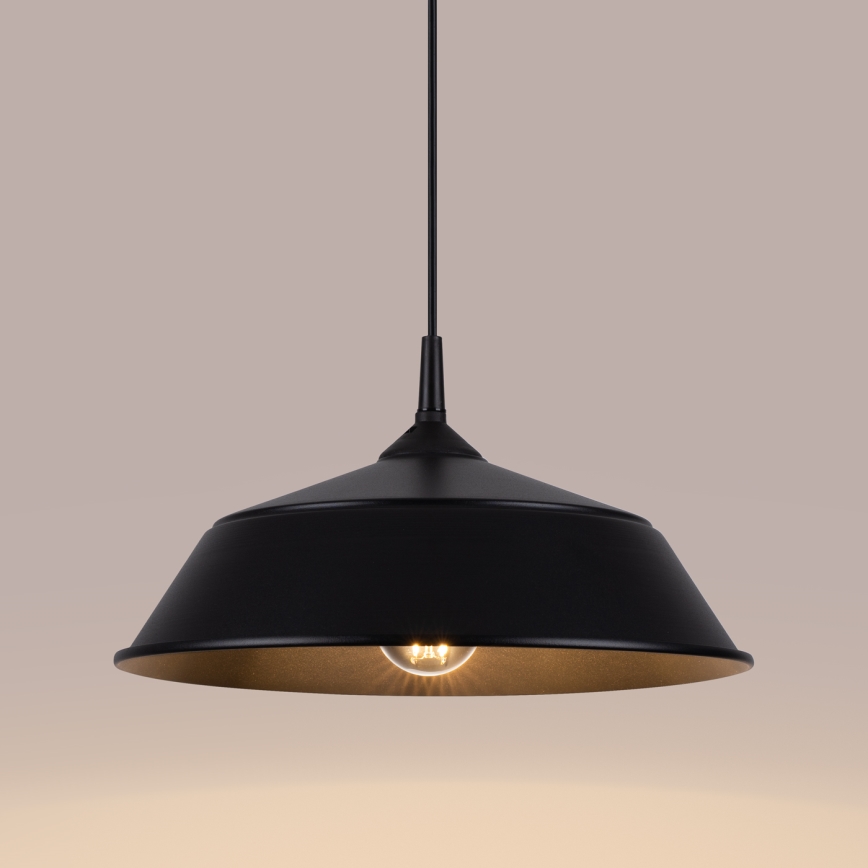 Ljuskrona med textilsladd FRIKA 1xE27/15W/230V diameter 34 cm svart