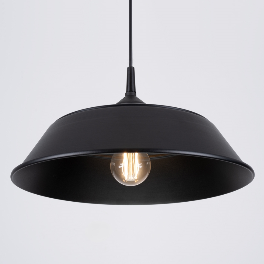 Ljuskrona med textilsladd FRIKA 1xE27/15W/230V diameter 34 cm svart