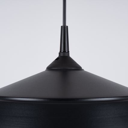 Ljuskrona med textilsladd FRIKA 1xE27/15W/230V diameter 34 cm svart