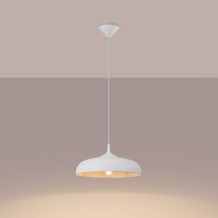 Ljuskrona med textilsladd GINA 1xE27/15W/230V diameter 38 cm vit