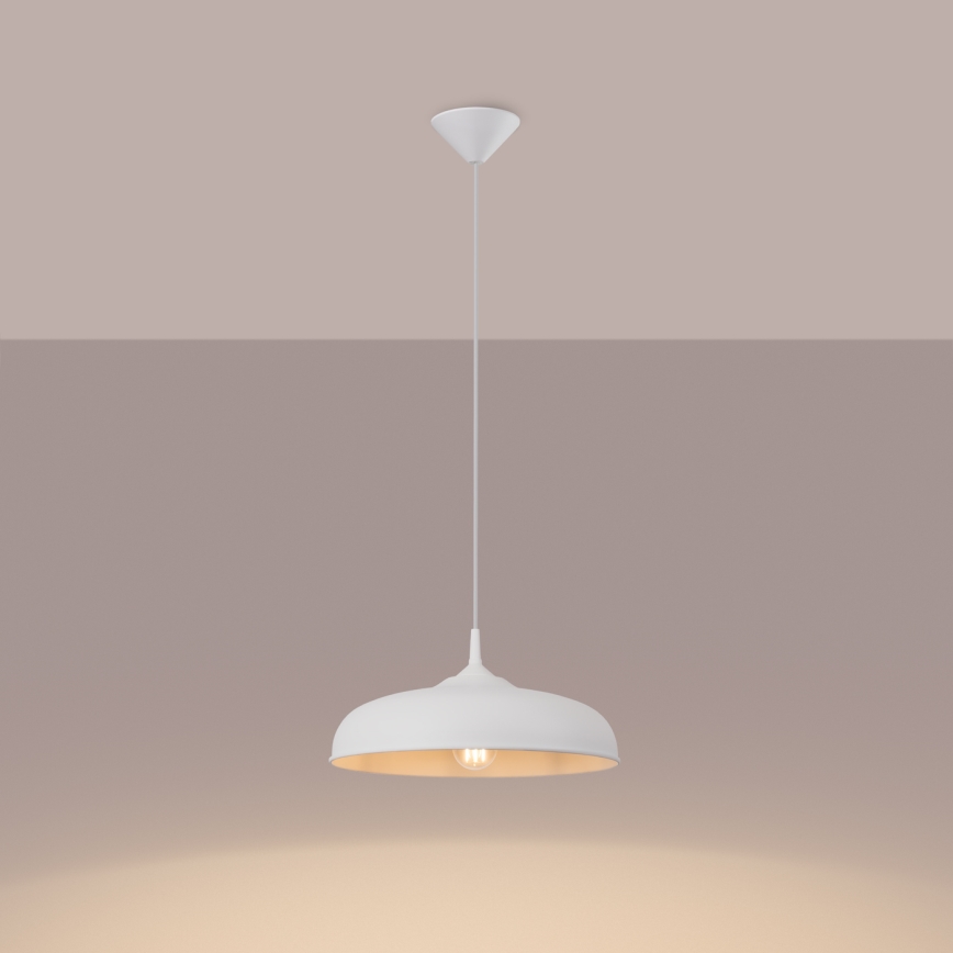 Ljuskrona med textilsladd GINA 1xE27/15W/230V diameter 38 cm vit