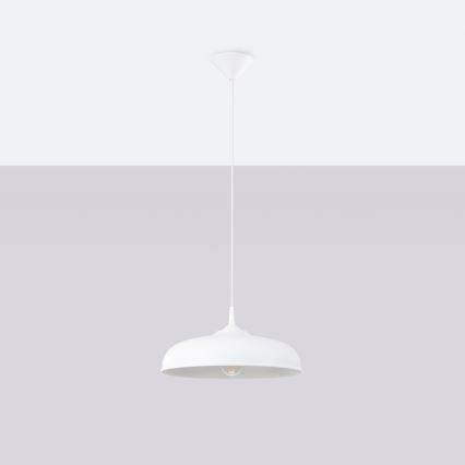 Ljuskrona med textilsladd GINA 1xE27/15W/230V diameter 38 cm vit