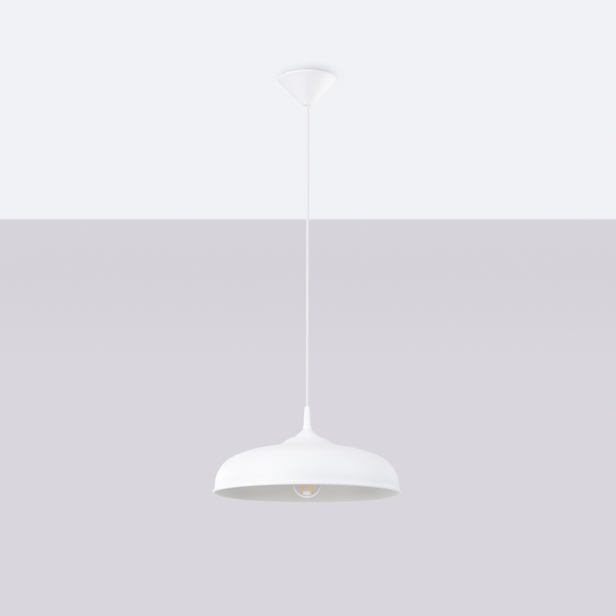 Ljuskrona med textilsladd GINA 1xE27/15W/230V diameter 38 cm vit