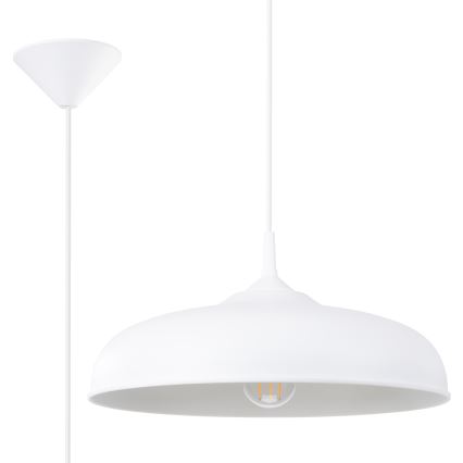 Ljuskrona med textilsladd GINA 1xE27/15W/230V diameter 38 cm vit