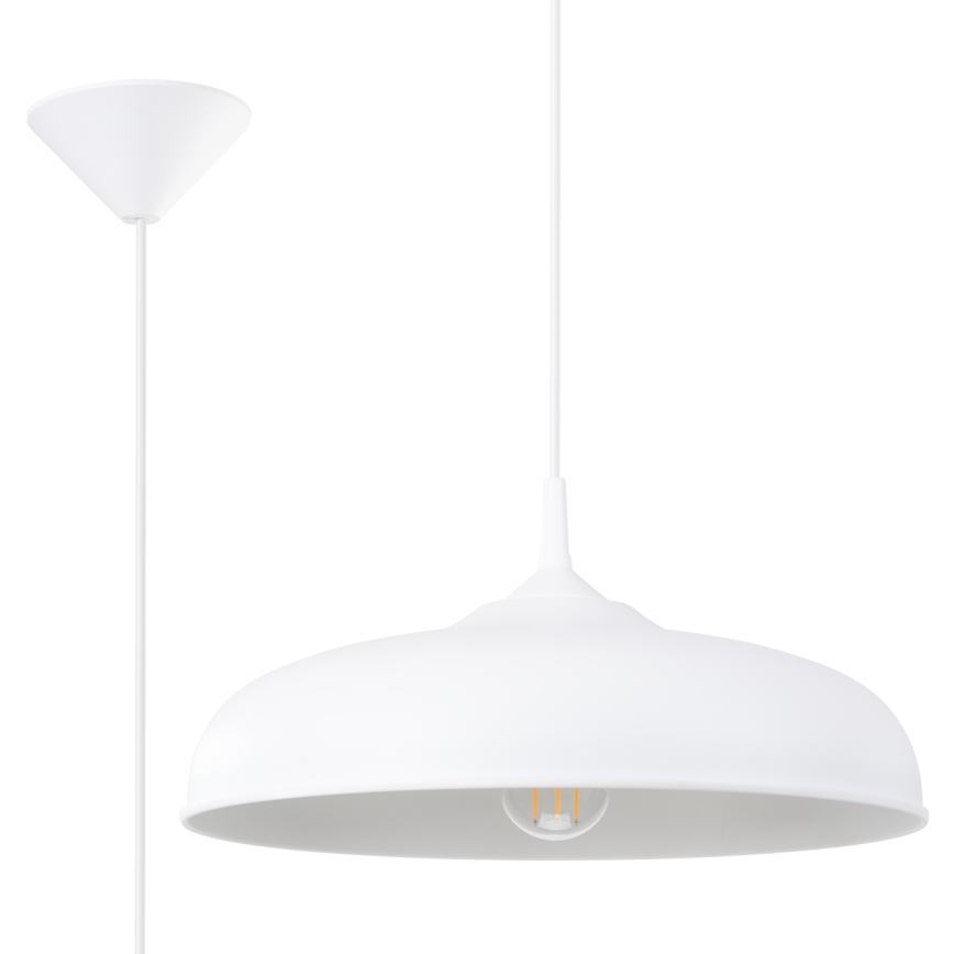 Ljuskrona med textilsladd GINA 1xE27/15W/230V diameter 38 cm vit